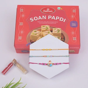 Sweet Celebration Set of 3 Rakhi with Soan Papdi