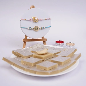 Designer Rakhi with Kaju Katli Gift Box