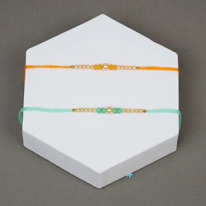 Stone Beaded Rakhi Combo for Brother with Greeting Card, Roli Chawal