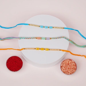 Set of 3 Beaded Rakhi for Brother with Greeting Card