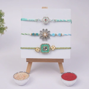 Premium Rakhi Set of 3 with Roli Chawal