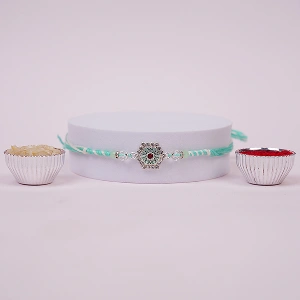 Elegant Aqua Stone Rakhi for Brother