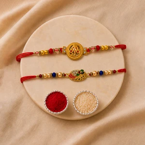 Ganesha Peacock Designer Rakhi Set for Brother