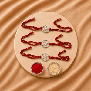 Sparkling Silver Star Wheel Rakhi Set of 3