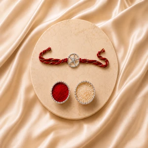 Sparkling Silver Star Wheel Rakhi