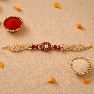 Maroon Rajwada Style Kundan Rakhi