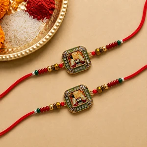 Khatu Shyam Ji Blessing Rakhi Set of 2 with Free Roli Chawal