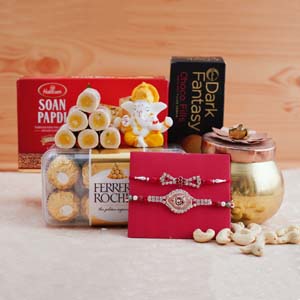 Thoughtful Surprises for Bhaiya - Rakhi with Soan Papdi