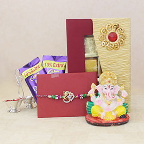 Rakhi with Your Friend Ganesha - Turquoise Colour Rakhi