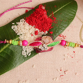 Pink & Green Zardosi Rakhi