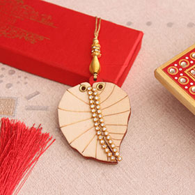Wooden Peepal Leaf Lumba Rakhi - Nepal