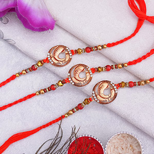 Beautiful divine set of 3 Rakhi - Auspicious Rakhi