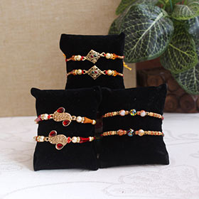 Set of 6 Antique Rakhis - Zari Rakhi