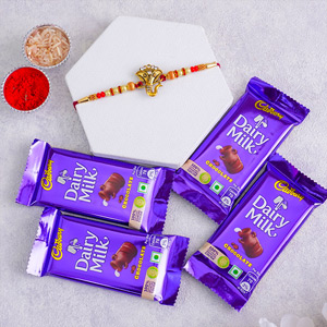 Ganesha Rakhi with Chocolates Combo