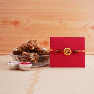 Golden Rakhi with Haldiram Doda Barfi