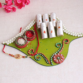 Captivating Om Rakhi with Sweets: & Thali - Rakhi With Puja Thali