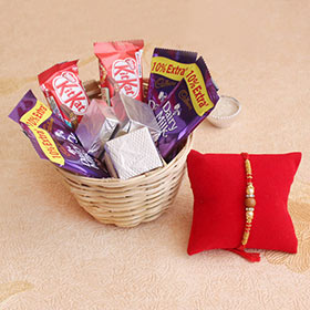 Rakhi Basket of Chocolates - Sandalwood Rakhi