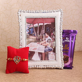 Khanda Rakhi & Personalized Frame Combo - Personalised Rakhi Gifts