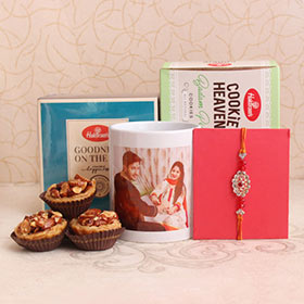 Personalized Mug & Stone Rakhi Hamper