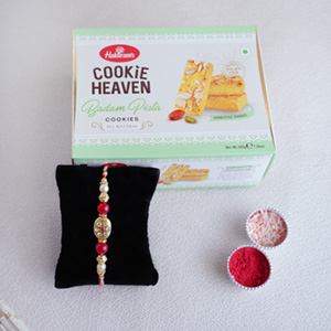 Kundan Rakhi with Haldiram Cookies - Rakhi with Cookies