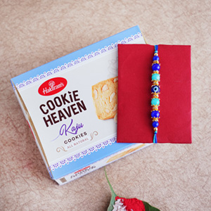 Pearl Rakhi with Haldiram Kaju Cookies - Rakhi with Cookies