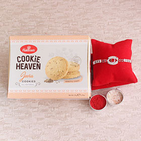 Silver Rakhi with Haldiram Jeera Cookies - Rakhi with Cookies