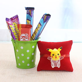 Pikachu Rakhi with Chocolates