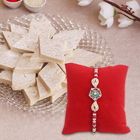 Meenakari Designer Rakhi with Sweets