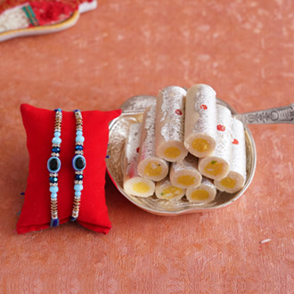 Evil Eye Rakhi Set with Kaju Roll