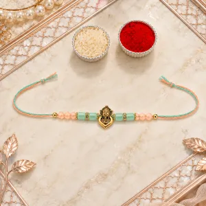 Ganesha Colourful Thread Rakhi with Roli Chawal
