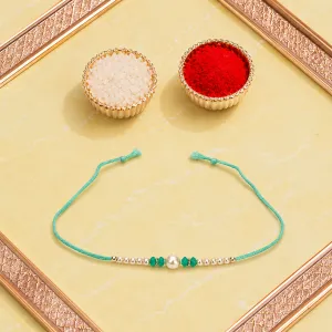 Blue Pearl Beaded Designer Rakhi for Brother