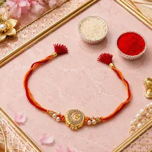 Onkar Gold Stone Beaded Designer Rakhi for Brother
