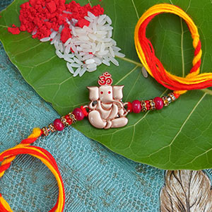 Red and Yellow Ganesha Rakhi