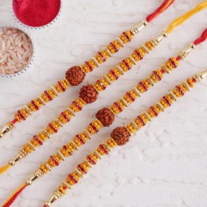Set of 4 Rudraksha Rakhi - China