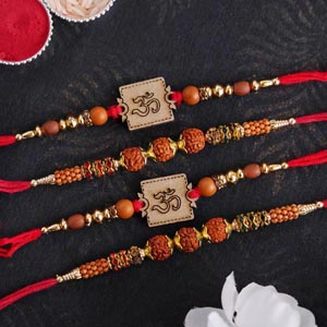 Two Om and Two Rudraksha Rakhi - Set of 4 Rakhis