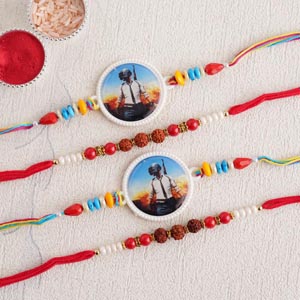 Two Pubg and Two Rudraksha Rakhi Set