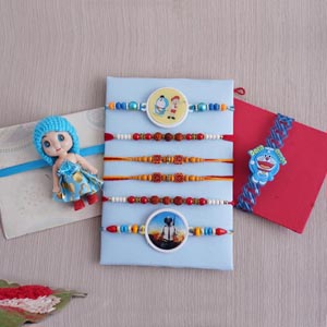 Kids Rakhi and Rudraksha Rakhi Set of Eight