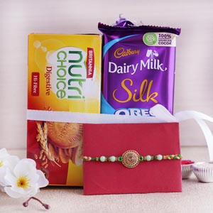 Traditional Rakhi With Biscuits and Chocolate