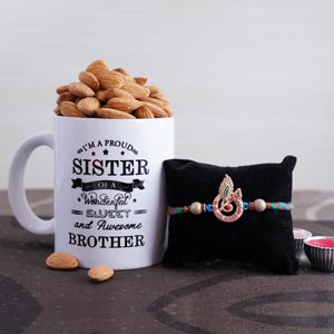 Krishna Rakhi with Mug and Almonds