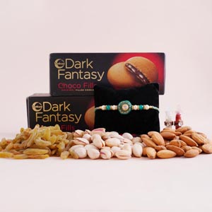 Ethnic Rakhi with Dryfruits and Cookies