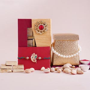 Ganesha Rakhi Rakhi Combo with Pista and Chocolates
