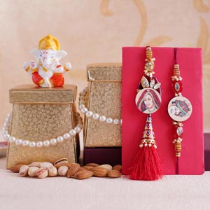 Ethnic Bhaiya Bhabhi Rakhi with Dryfruits
