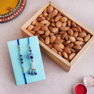 Evil Eye  Bhaiya Bhabhi Rakhi with Almond Tray