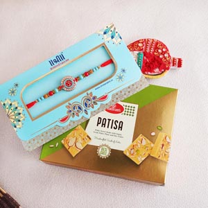 Designer Rakhi with Patisa Sweets