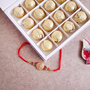 Designer Rakhi with Chana Dryfruit Laddo