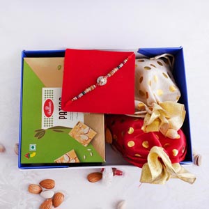AD Rakhi with Sweets and Dryfruits Signature Box