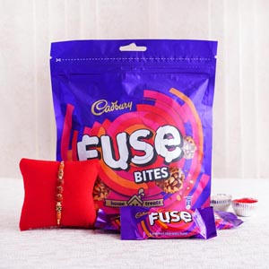 Rudraksha Rakhi with Cadbury Fuse Bites Chocolates