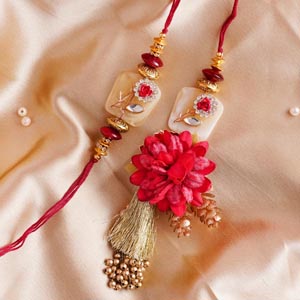 Traditional Golden Bhiaya Bhabhi Rakhi