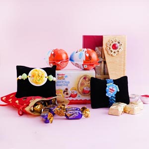 Two Kids Rakhi with Chocolates and Cookies