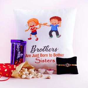 Traditional Rakhi with Cushion Combo
